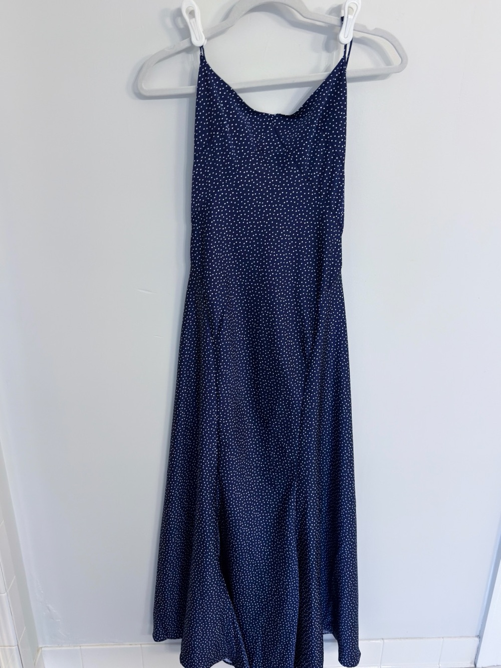 GAP Navy Polka Dot Maxi Slip Dress